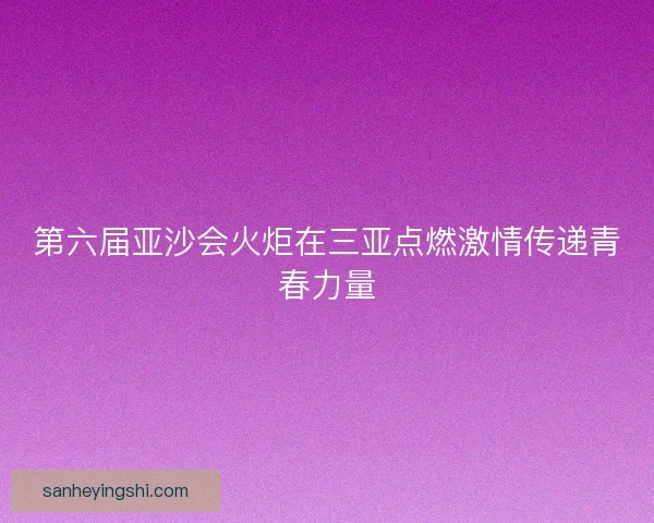 第六届亚沙会火炬在三亚点燃激情传递青春力量